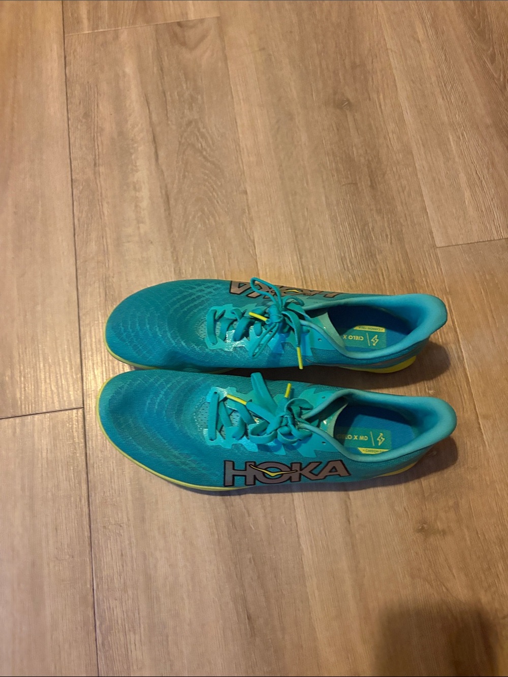 Hoka Women's Teal Running Shoes with Lime Accents
